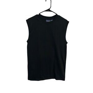 Basic Editions Mens Black Sleeveless Tank Top Size Small Casual Shirt Minimalist